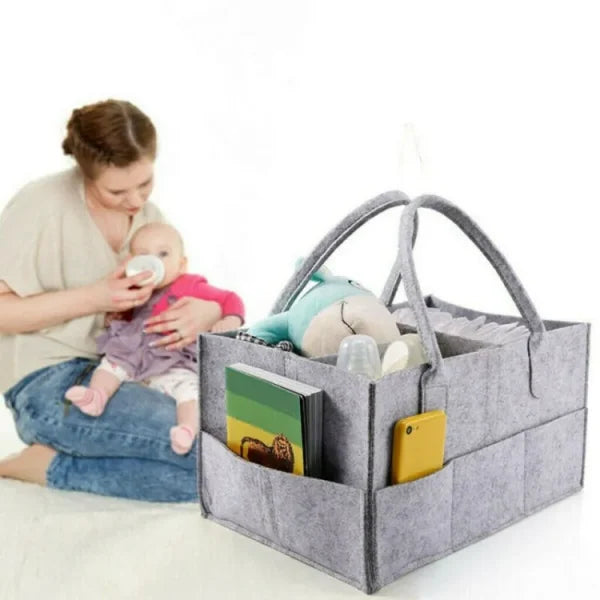 Foldable Baby Diaper Caddy Organizer – Portable Storage Basket – Essential Bag For Nursery, Changing Table And Car